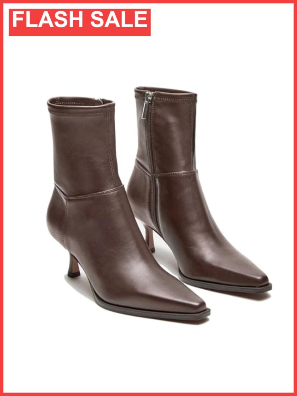 Women's Kitten Heel Ankle Boots Pointed Toe Side Zip Synthetic Leather